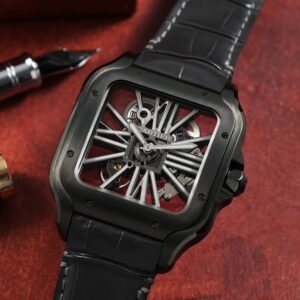 Cartier Santos Skeleton Black β Luxury Open-Worked Timepiece