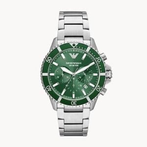 Emporio Armani AR70010 Silver Green β Quartz Chronograph Watch